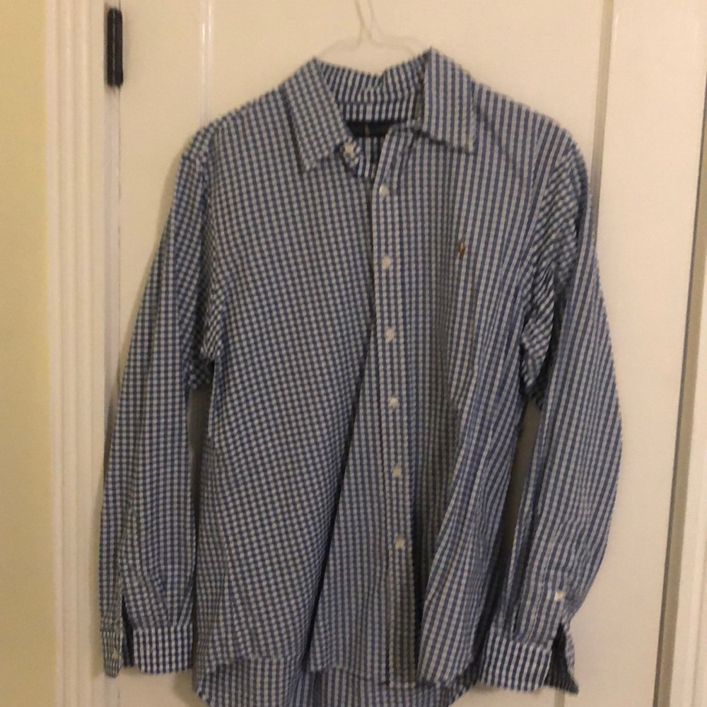Ralph Lauren blue and white checkered shirt